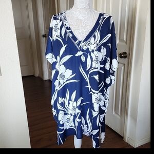 Kona Sol Floral Tropical Aloha Hawaiian Beach Vibe Dress/ Cover-up Size XL